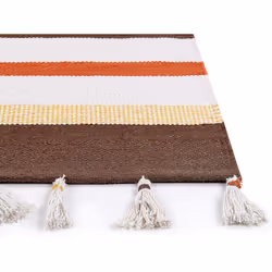 Cotton Area Rug 140 x 200 cm Brown and Beige HISARLI