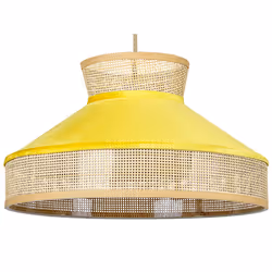 Rattan Pendant Lamp Yellow and Natural BATALI