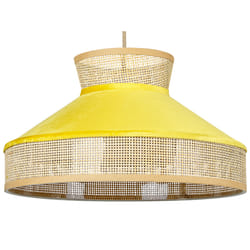 Rattan Pendant Lamp Yellow and Natural BATALI