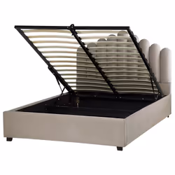 Ottoman Bed Velvet VINCENNES 140 x 200 cm (EU Double) Taupe