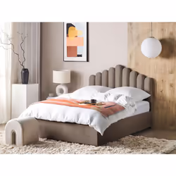 Ottoman Bed Velvet VINCENNES 140 x 200 cm (EU Double) Taupe - Additional view 5
