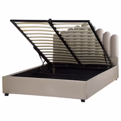 Ottoman Bed Velvet VINCENNES 160 x 200 cm (EU King Size) Taupe