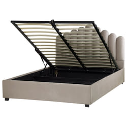 Ottoman Bed Velvet VINCENNES 160 x 200 cm (EU King Size) Taupe