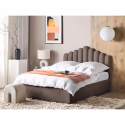 Ottoman Bed Velvet VINCENNES 160 x 200 cm (EU King Size) Taupe
