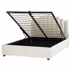 Ottoman Bed Velvet VINCENNES 160 x 200 cm (EU King Size) Off-White