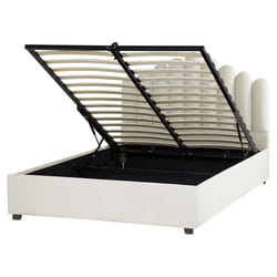 Ottoman Bed Velvet VINCENNES 160 x 200 cm (EU King Size) Off-White