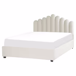 Ottoman Bed Velvet VINCENNES 160 x 200 cm (EU King Size) Off-White