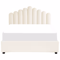 Ottoman Bed Velvet VINCENNES 160 x 200 cm (EU King Size) Off-White