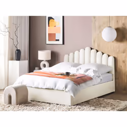 Ottoman Bed Velvet VINCENNES 180 x 200 cm (EU Super King) Off-White