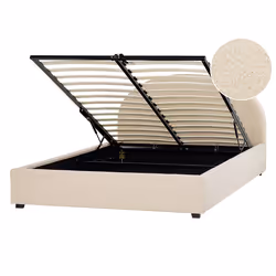 Ottoman Bed Boucle VAUCLUSE 140 x 200 cm (EU Double) Beige