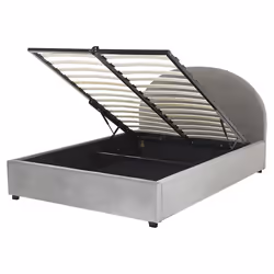 Ottoman Bed Velvet VAUCLUSE 160 x 200 cm (EU King Size) Light Grey