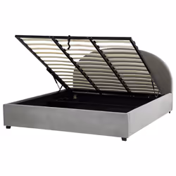 Ottoman Bed Velvet VAUCLUSE 180 x 200 cm (EU Super King) Light Grey