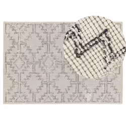 Wool Area Rug 140 x 200 cm Beige and Black URLA