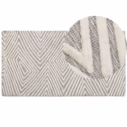 Wool Area Rug 80 x 150 cm White and Grey GOKSUN