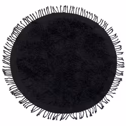 Round Cotton Shaggy Area Rug  140 cm Black BITLIS