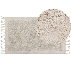 Cotton Shaggy Area Rug 80 x 150 cm Light Beige BITLIS