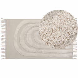 Cotton Area Rug 80 x 150 cm Light Beige HAKKARI
