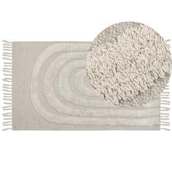 Cotton Area Rug 80 x 150 cm Light Beige HAKKARI
