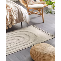 Cotton Area Rug 80 x 150 cm Light Beige HAKKARI