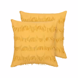 Set of 2 Cushions with Tassels 45 x 45 cm Yellow AGASTACHE