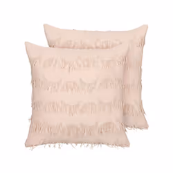 Set of 2 Cushions with Tassels 45 x 45 cm Pink AGASTACHE