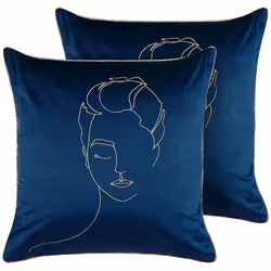 Set of 2 Decorative Cushions CROCUS Velvet 45 x 45 cm Dark Blue Abstract Pattern
