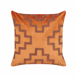Set of 2 Velvet Cushions Geometric Pattern 45 x 45 cm Orange BAHIA