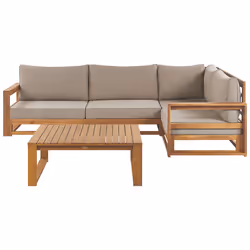 Garden Corner Sofa with Table 4 Seater TIMOR Left Hand Modular Certified Acacia Wood Light Brown