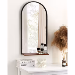 Wall Mirror with Shelf DOMME 40 cm 67 cm Metal Black