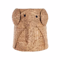 Water Hyacinth Wicker Elephant Basket Natural DOGON