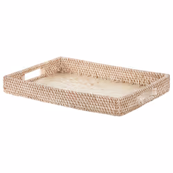 Set of 2 Decorative Trays NDEBELE Rattan Natural