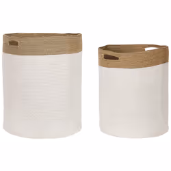 Set of 2 Cotton Baskets White and Beige KARDH