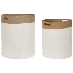 Set of 2 Cotton Baskets White and Beige KARDH