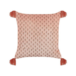 Velvet Cushion Floral Motif with Tassels 45 x 45 cm Pink RUMHORA