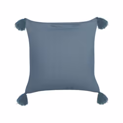Velvet Cushion Floral Motif with Tassels 45 x 45 cm Dark Blue RIBES