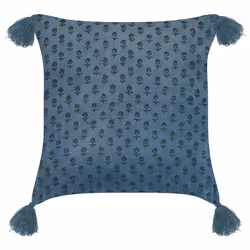 Set of 2 Decorative Cushions RIBES Velvet 45 x 45 cm Dark Blue Floral Pattern