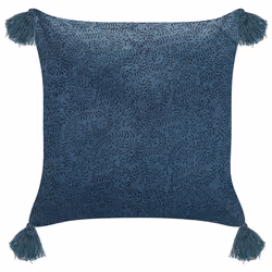 Set of 2 Decorative Cushions SETARIA Velvet 45 x 45 cm Dark Blue Plant Pattern