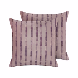 Set of 2 Velvet Cushions Striped 45 x 45 cm Pink AGAPANTHUS