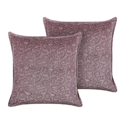 Set of 2 Velvet Cushions Floral Motif 45 x 45 cm Pink KALMIA