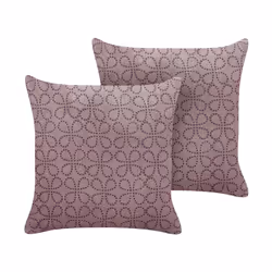Set of 2 Velvet Cushions Geometric Pattern 45 x 45 cm Pink LARKSPUR