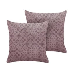 Set of 2 Velvet Cushions Geometric Pattern 45 x 45 cm Pink LARKSPUR
