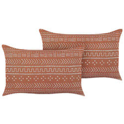 Set of 2 Cotton Cushions Geometric Pattern 35 x 55 cm Orange ORLAYA