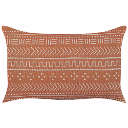 Set of 2 Cotton Cushions Geometric Pattern 35 x 55 cm Orange ORLAYA