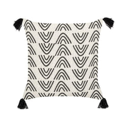 Cotton Cushion Geometric Pattern with Tassels 45 x 45 cm White and Black MAYS