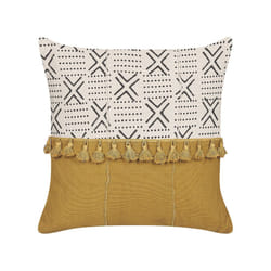 Cotton Cushion Geometric Pattern 45 x 45 cm White and Yellow WOODI