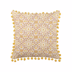 Cotton Cushion Floral Pattern 45 x 45 cm Yellow LYCROIS