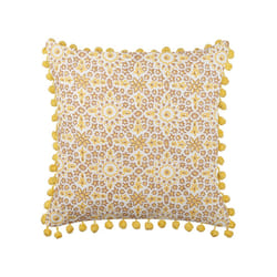 Cotton Cushion Floral Pattern 45 x 45 cm Yellow LYCROIS