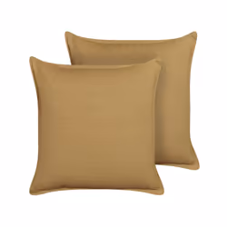 Set of Linen 2 Cushions 45 x 45 cm Mustard Yellow SUBULATA