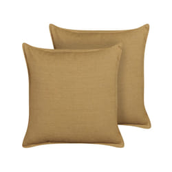 Set of Linen 2 Cushions 45 x 45 cm Mustard Yellow SUBULATA