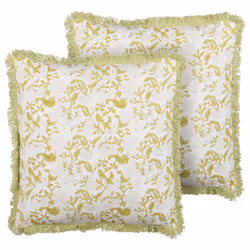 Set of 2 Decorative Cushions FILIX Cotton 45 x 45 cm Green Floral Pattern